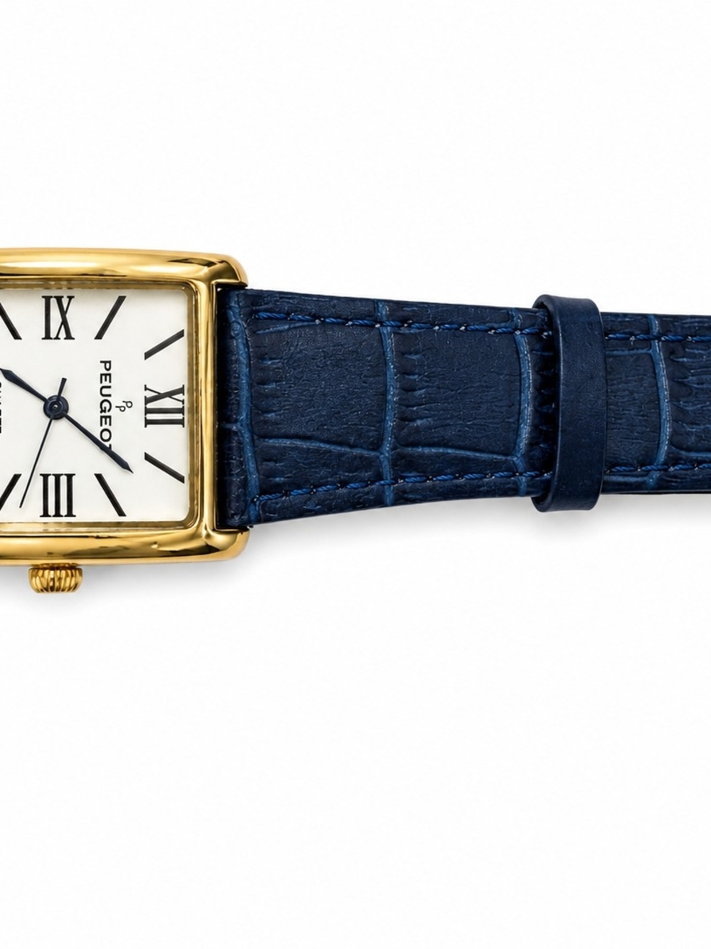 Peugeot  Blue Leather Strap Watch - Gold Case - Picture 2 of 5